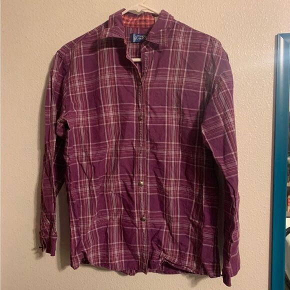 SMALL Purple‎ and White Wrangler Button Down Shirt - Picture 1 of 5